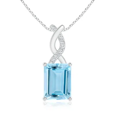 Angara Aquamarine Pendant With Diamond Entwined Bale In Metallic