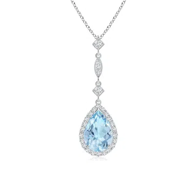 Angara Aquamarine Teardrop Pendant With Diamond Accents In Blue