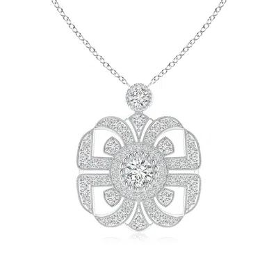Angara Art Deco Inspired Diamond Fashion Pendant With Milgrain In Metallic