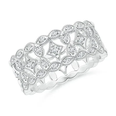 Angara Art Deco Inspired Filigree Diamond Wedding Ring In Metallic