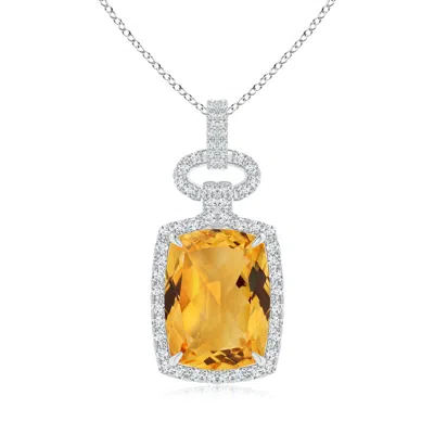 Angara Art Deco Inspired Gia Certified Citrine Pendant. In Metallic