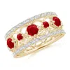 Angara Art Deco Inspired Graduated Ruby And Diamond Ring In Yellow Gold/medium Red