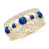 Angara Art Deco Inspired Graduated Sapphire And Diamond Ring In Yellow Gold/medium To Rich Blue