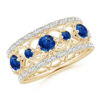 Angara Art Deco Inspired Graduated Sapphire And Diamond Ring In Gold