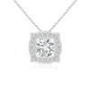 Angara Art Deco Inspired Round Diamond Halo Solitaire Pendant In White Gold/h