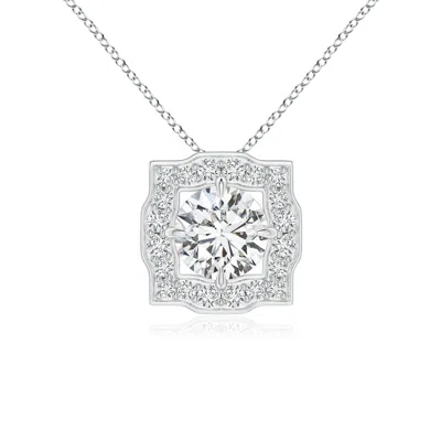Angara Art Deco Inspired Round Diamond Halo Solitaire Pendant In Metallic
