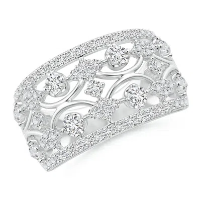 Angara Art Deco Style Diamond Broad Anniversary Ring In White