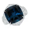 Angara Art Deco Style Gia Certified London Blue Topaz Ring With Leaf Motifs In White Gold/greenish Blue