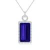Angara Art Deco Style Gia Certified Tanzanite Halo Pendant In White Gold/deep Rich Violet Blue
