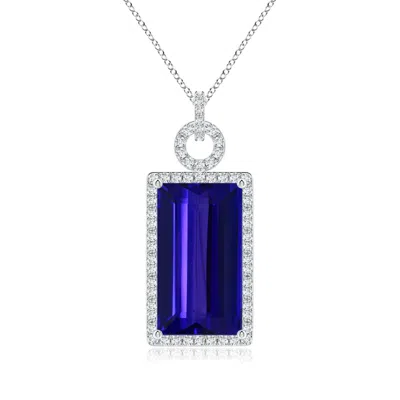 Angara Art Deco Style Gia Certified Tanzanite Halo Pendant In Blue