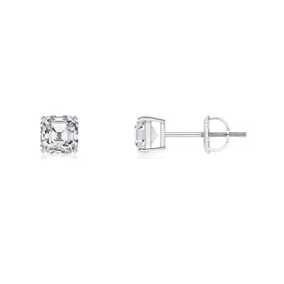 Angara Asscher-cut Diamond Solitaire Stud Earrings In White