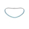 Angara Aurora Alternating Pear And Baguette Lab-grown Fancy Intense Blue Diamond Tennis Necklace In White Gold/fancy Intense