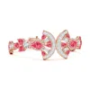 Angara Aurora Art Deco Style Lab-grown Fancy Intense Pink And White Diamond Halo Bracelet In Rose Gold/fancy Intense