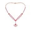 Angara Aurora Art Deco Style Lab-grown Fancy Intense Pink And White Diamond Halo Layered Necklace In Rose Gold/fancy Intense
