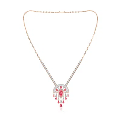 Angara Aurora Art Deco Style Lab-grown Fancy Intense Pink Diamond Dangle Necklace In Gold