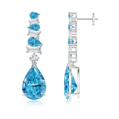 Angara Aurora Lab-grown Fancy Intense Blue Diamond Teardrop Dangle Earrings