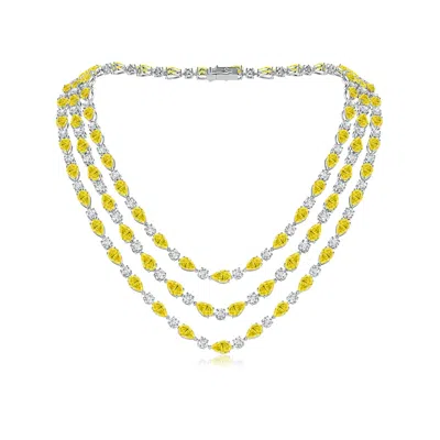 Angara Aurora Lab-grown Fancy Intense Yellow And White Diamond Layered Necklace