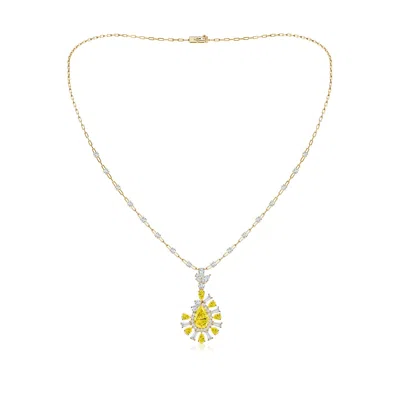 Angara Aurora Lab-grown Fancy Intense Yellow Diamond Fragmented Drop Statement Necklace In Gold