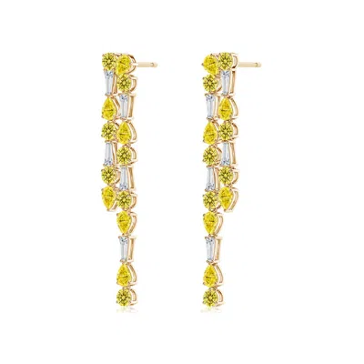 Angara Aurora Multi-shape Lab-grown Fancy Intense Yellow And White Diamond Elongated Dangle Earrings