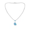 Angara Aurora Pear Lab-grown Fancy Intense Blue Diamond Halo Necklace In White Gold/fancy Intense