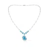 Angara Aurora Pear Lab-grown Fancy Intense Blue Diamond Halo Statement Necklace In White Gold/fancy Intense