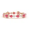 Angara Aurora Pear Lab-grown Fancy Intense Pink Diamond Halo Tennis Bracelet In Rose Gold/fancy Intense
