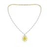 Angara Aurora Pear Lab-grown Fancy Intense Yellow Diamond Sunburst Statement Necklace With Accents In Yellow Gold/fancy Intense