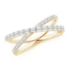 Angara Baguette & Round Diamond Crossover Ring In Yellow Gold/g