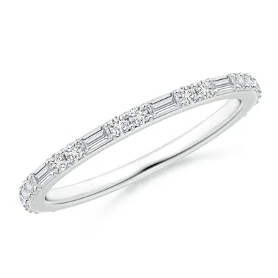 Angara Baguette & Round Diamond Half Eternity Stackable Ring In Metallic