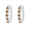 Angara Bar-set Brown Diamond Huggie Hoop Earrings In White Gold/fancy Dark Brown (c6)
