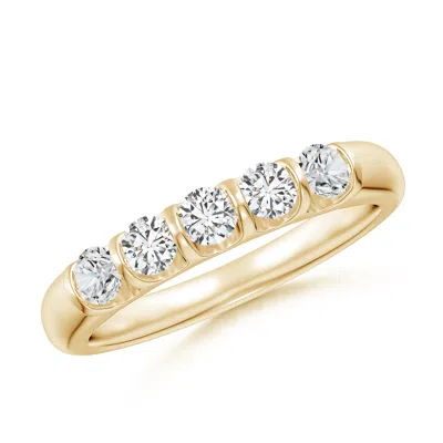 Angara Bar Set Five Stone Round Diamond Wedding Ring For Her In Gold