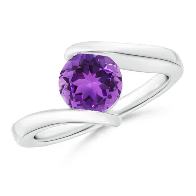 Angara Bar-set Solitaire Round Amethyst Bypass Ring In Purple