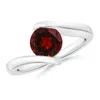 Angara Bar-set Solitaire Round Garnet Bypass Ring In White Gold/rich Red