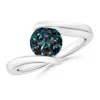 Angara Semi Bezel-set Solitaire Round Lab-grown Alexandrite Bypass Ring In White Gold/bluish Green Changing To Brownish Or Pinkish Purple