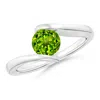 Angara Bar-set Solitaire Round Peridot Bypass Ring In White Gold/green