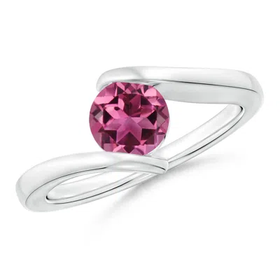 Angara Bar-set Solitaire Round Pink Tourmaline Bypass Ring In Metallic