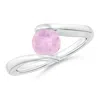 Angara Bar-set Solitaire Round Rose Quartz Bypass Ring In White Gold/medium Dark Pink