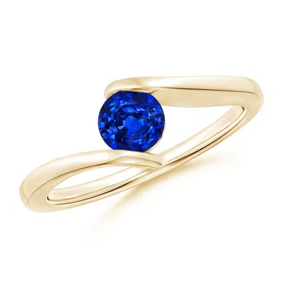 Angara Bar-set Solitaire Round Sapphire Bypass Ring In Gold