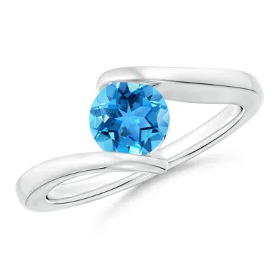 Angara Bar-set Solitaire Round Swiss Blue Topaz Bypass Ring In Metallic