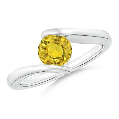 Angara Bar-set Solitaire Round Yellow Sapphire Bypass Ring In Metallic