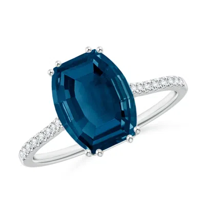 Angara Barrel-shaped London Blue Topaz Solitaire Ring