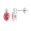 Angara Basket-set Oval Fancy Intense Pink Diamond Stud Earrings