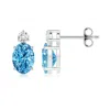 Angara Basket-set Oval Lab-grown Fancy Intense Blue Diamond Stud Earrings In White Gold/fancy Intense