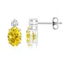 Angara Basket-set Oval Lab-grown Fancy Intense Yellow Diamond Stud Earrings In White Gold/fancy Intense