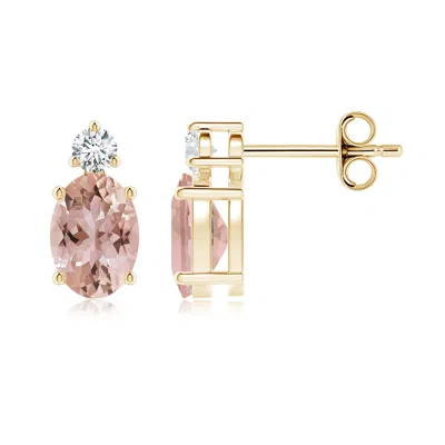 Angara Basket-set Oval Morganite Stud Earrings With Diamond