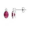 Angara Basket-set Oval Pink Tourmaline Stud Earrings With Diamond In White Gold/rich Pink