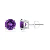 Angara Basket-set Round Amethyst Studs In White Gold/dark Purple