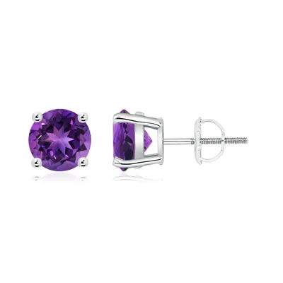 Angara Basket-set Round Amethyst Studs In Metallic