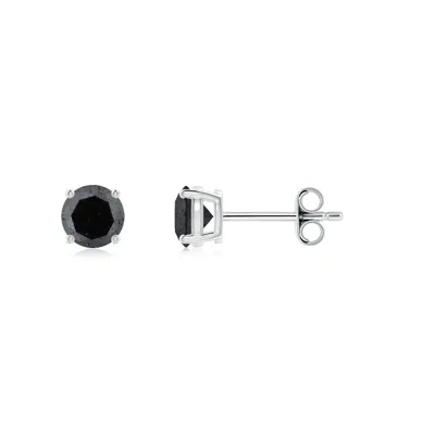 Angara Basket-set Round Black Diamond Stud Earrings