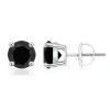 Angara Basket-set Round Black Onyx Stud Earrings In White Gold/black
